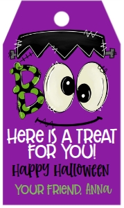 Halloween Boo Tag Frankie Purple: Halloween Hey Boo Frankie Purple