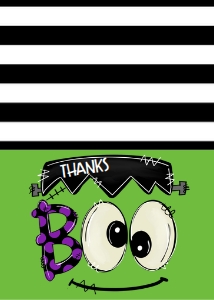 Halloween Hey Boo Frankie Green Thank You: Halloween Hey Boo Frankie Green