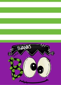 Halloween Hey Boo Frankie Purple Thank You: Halloween Hey Boo Frankie Purple