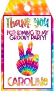 Birthday Tie Dye Peace Sign Favor Tag: Birthday Tie Dye Peace Sign