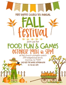 Fall Festival Scarecrows Banner 8.5x11: Fall Festival Scarecrows Banner