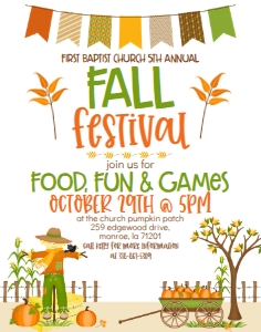 Fall Festival Scarecrows Banner 11x14: Fall Festival Scarecrows Banner
