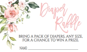 Baby Shower Pink Blush Floral Ring Diaper Raffle: Baby Shower Pink Blush Floral Ring Invitation