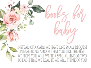 Baby Shower Pink Blush Floral Ring Book Card: Baby Shower Pink Blush Floral Ring Invitation