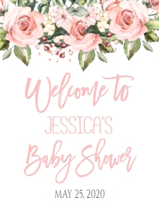 Baby Shower Pink Blush Floral Ring Sign 18x24: Baby Shower Pink Blush Floral Ring Invitation
