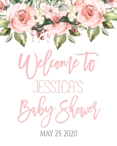 Baby Shower Pink Blush Floral Ring Sign 8x10: Baby Shower Pink Blush Floral Ring Invitation