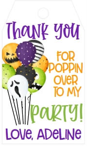Halloween Birthday Pop on Over Balloons Favor Tag: Halloween Birthday Pop on Over Balloons