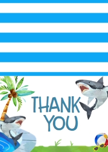 Birthday Waterslide Party Shark Thank You: Birthday Waterslide Party Shark