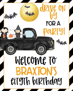 Halloween Birthday Drive-By Truck Welcome Sign 8x10: Halloween Birthday Drive-By Truck