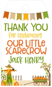 Fall Birthday Scarecrows Banner Favor Tag: Fall Birthday Scarecrows Banner