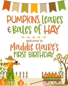 Fall Birthday Pumpkins Banner Welcome Sign: Fall Birthday Pumpkins Banner