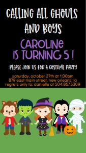 Halloween Birthday Costume Invite Chalk Text Invite: Halloween Birthday Costume Invite Chalk