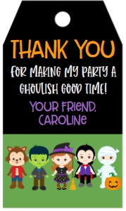 Halloween Birthday Costume Invite Chalk Favor Tag: Halloween Birthday Costume Invite Chalk