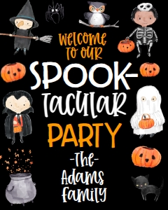 Halloween Kids Costume Welcome Sign 8x10: Halloween Kids Costume Invitation