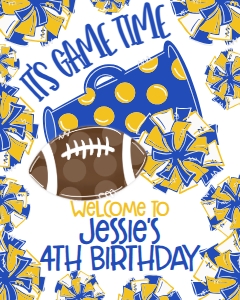 Birthday Football Game Time Blue Gold Welcome Sign: Birthday Football Game Time Set