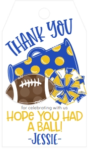 Birthday Football Game Time Blue Gold Favor Tag: Birthday Football Game Time Set