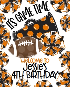 Birthday Football Game Time Black Orange Welcome Sign: Birthday Football Game Time Set