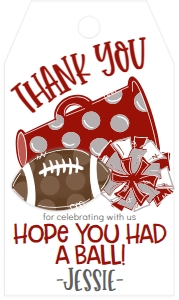 Birthday Football Game Time Crimson Grey Favor Tag: Birthday Football Game Time Set