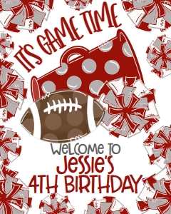 Birthday Football Game Time Crimson Grey Welcome Sign: Birthday Football Game Time Set