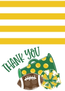 Birthday Football Game Time Green Gold Thank You: Birthday Football Game Time Set