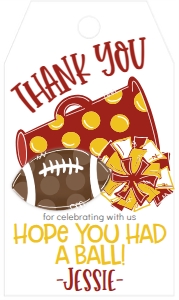 Birthday Football Game Time Crimson Gold Favor Tag: Birthday Football Game Time Set