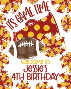 Birthday Football Game Time Crimson Gold Welcome Sign: Birthday Football Game Time Set