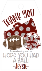 Birthday Football Game Time Maroon Gray Favor Tag: Birthday Football Game Time Set