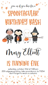 Halloween Birthday Bash Kids Text Invite: Halloween Birthday Bash Kids