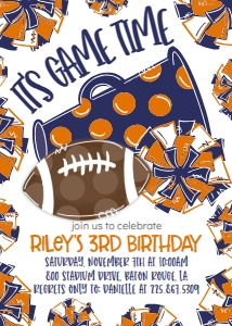 Birthday Football Game Time Navy Orange: Birthday Football Game Time Set