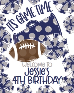 Birthday Football Game Time Navy Grey Welcome Sign: Birthday Football Game Time Set