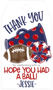 Birthday Football Game Time Navy Red Favor Tag: Birthday Football Game Time Set