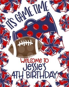 Birthday Football Game Time Navy Red Welcome Sign: Birthday Football Game Time Set