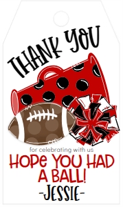Birthday Football Game Time Red Black Favor Tag: Birthday Football Game Time Set