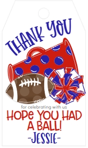 Birthday Football Game Time Red Blue Favor Tag: Birthday Football Game Time Set