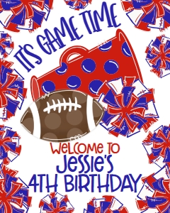 Birthday Football Game Time Red Blue Welcome Sign: Birthday Football Game Time Set