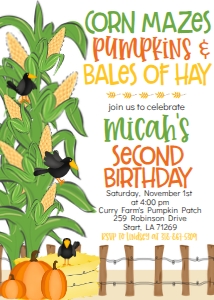 Fall Birthday Corn Maze Pumpkins Hay: Birthday Fall Corn Maze Pumpkins Hay