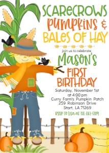Fall Birthday Corn Maze Scarecrow Pumpkins Hay Blue: Fall Birthday Corn Maze Scarecrow Pumpkins Hay Blue