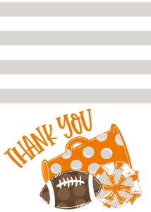 Birthday Football Game Time Orange Grey Thank You: Birthday Football Game Time Set