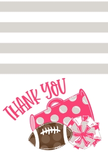 Birthday Football Game Time Pink Grey Thank You: Birthday Football Game Time Set