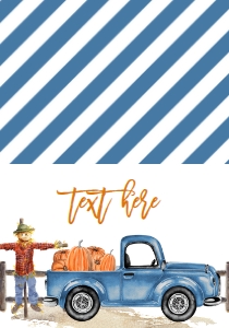 Birthday Pumpkin Light Blue Truck Leaves Hay Food Tent: Birthday Pumpkin Light Blue Truck Leaves Hay Photo Invite