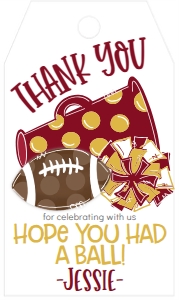Birthday Football Game Time Maroon Gold Favor Tag: Birthday Football Game Time Set