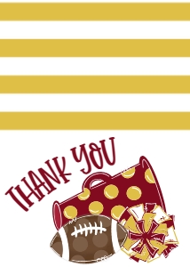 Birthday Football Game Time Maroon Gold Thank You: Birthday Football Game Time Set