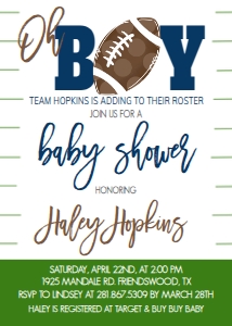 Baby Shower Football Invite Oh Boy: Baby Shower Football Invite Oh Boy