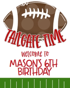 Birthday Tailgate Time Red Grey Welcome Sign 8x10: Birthday Tailgate Time Red Grey
