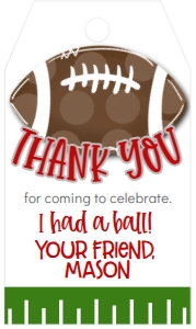 Birthday Tailgate Time Red Grey Favor Tag: Birthday Tailgate Time Red Grey