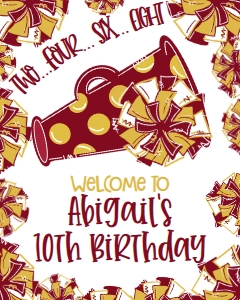 Birthday Cheer Maroon Gold Welcome Sign: Birthday Cheer Set