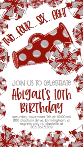 Birthday Cheer Crimson Grey Text Invite: Birthday Cheer Set