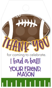 Birthday Tailgate Time Purple Gold Favor Tag: Birthday Tailgate Time Purple Gold