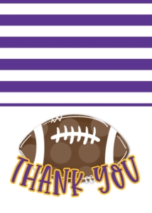 Birthday Tailgate Time Purple Gold Thank You: Birthday Tailgate Time Purple Gold