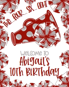 Birthday Cheer Crimson Grey Welcome Sign: Birthday Cheer Set